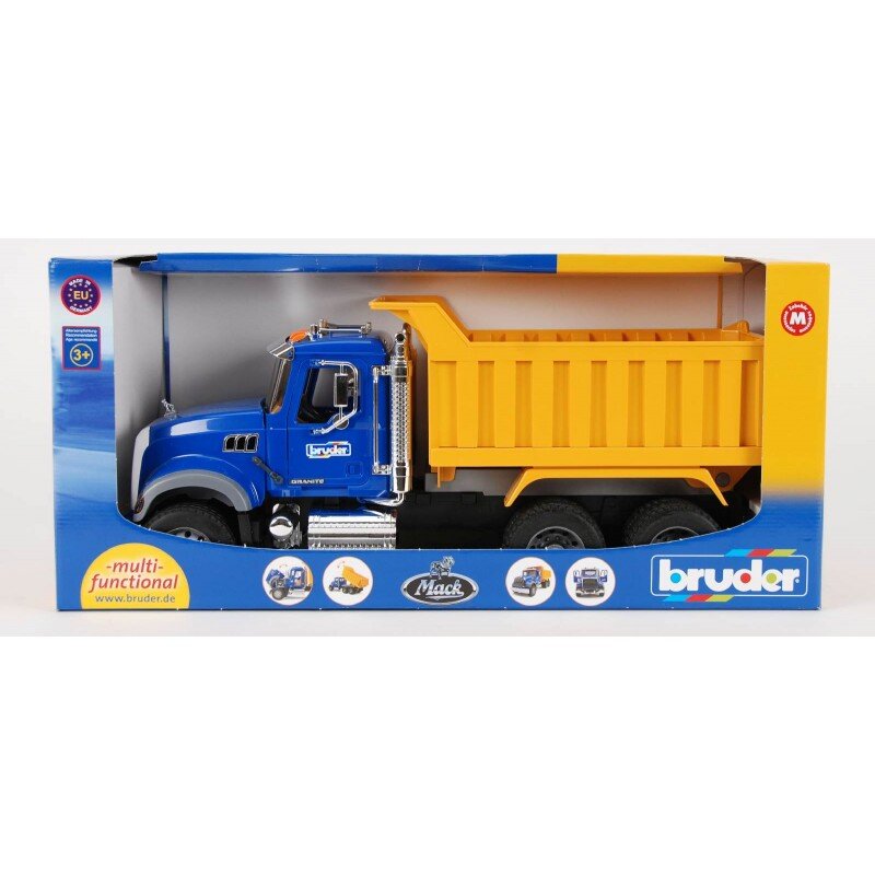 BRUDER 02815 - MACK Granite LKW mit Kippmulde Maschine, Rad, Transport, Lastwagen, Fahrzeug