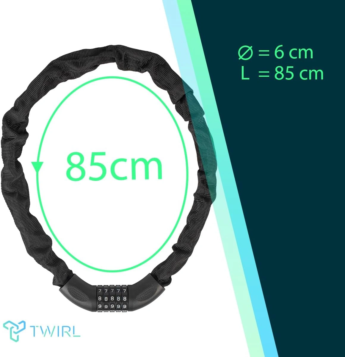 TWIRL 230582 – Zahlen-Kettenschloss C.C. Schwarz