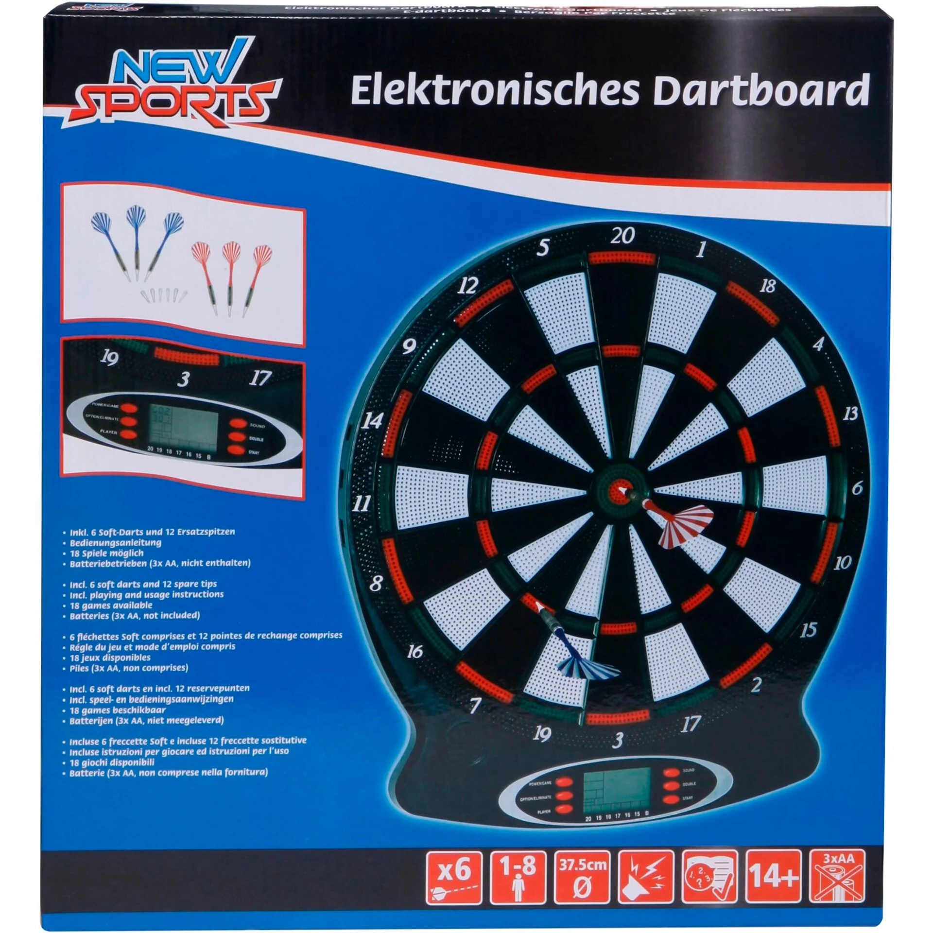 New Sports Elektronisches Dartboard, 18 Spiele