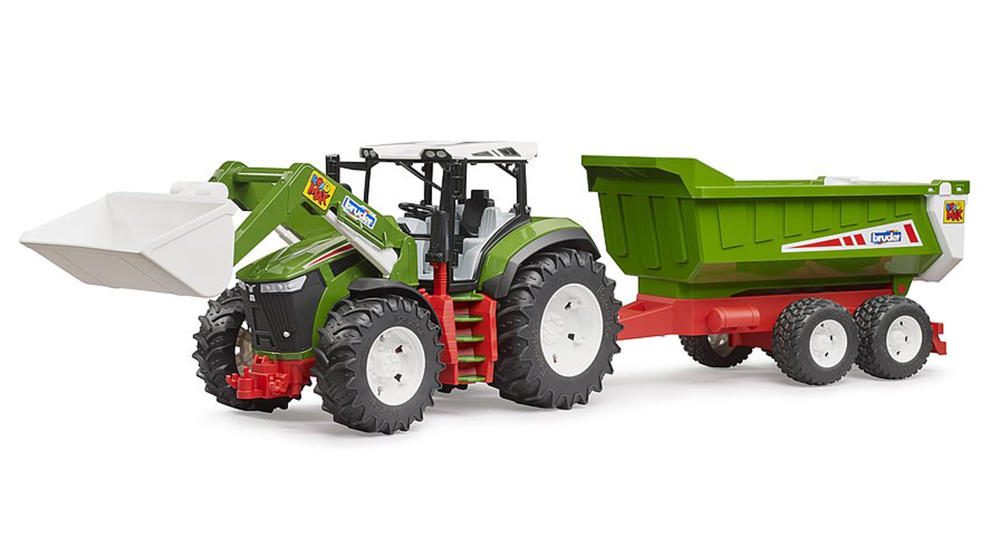 BRUDER 03452 - Roadmax Traktor mit Frontlader und Kippanhänger Traktor, Transport, Fahrzeug, Bulldozer, Maschine