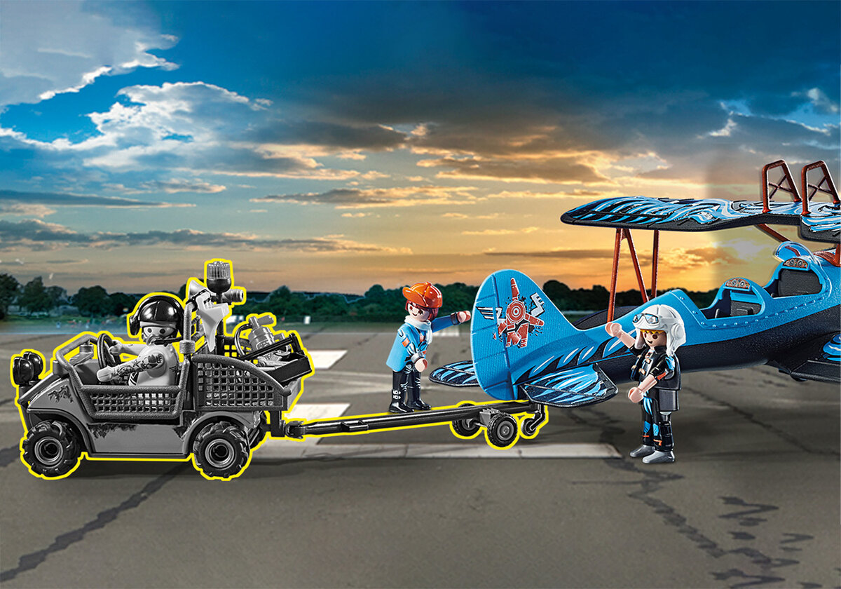 PLAYMOBIL 70831 Air Stuntshow Doppeldecker "Phönix" Person, Maschine, Rad, Baby