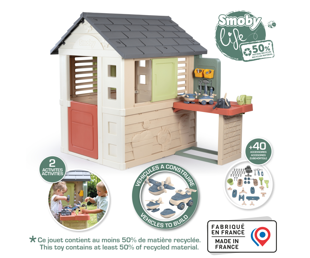 Smoby Smoby Life Spielhaus Natur mit Werkstatt