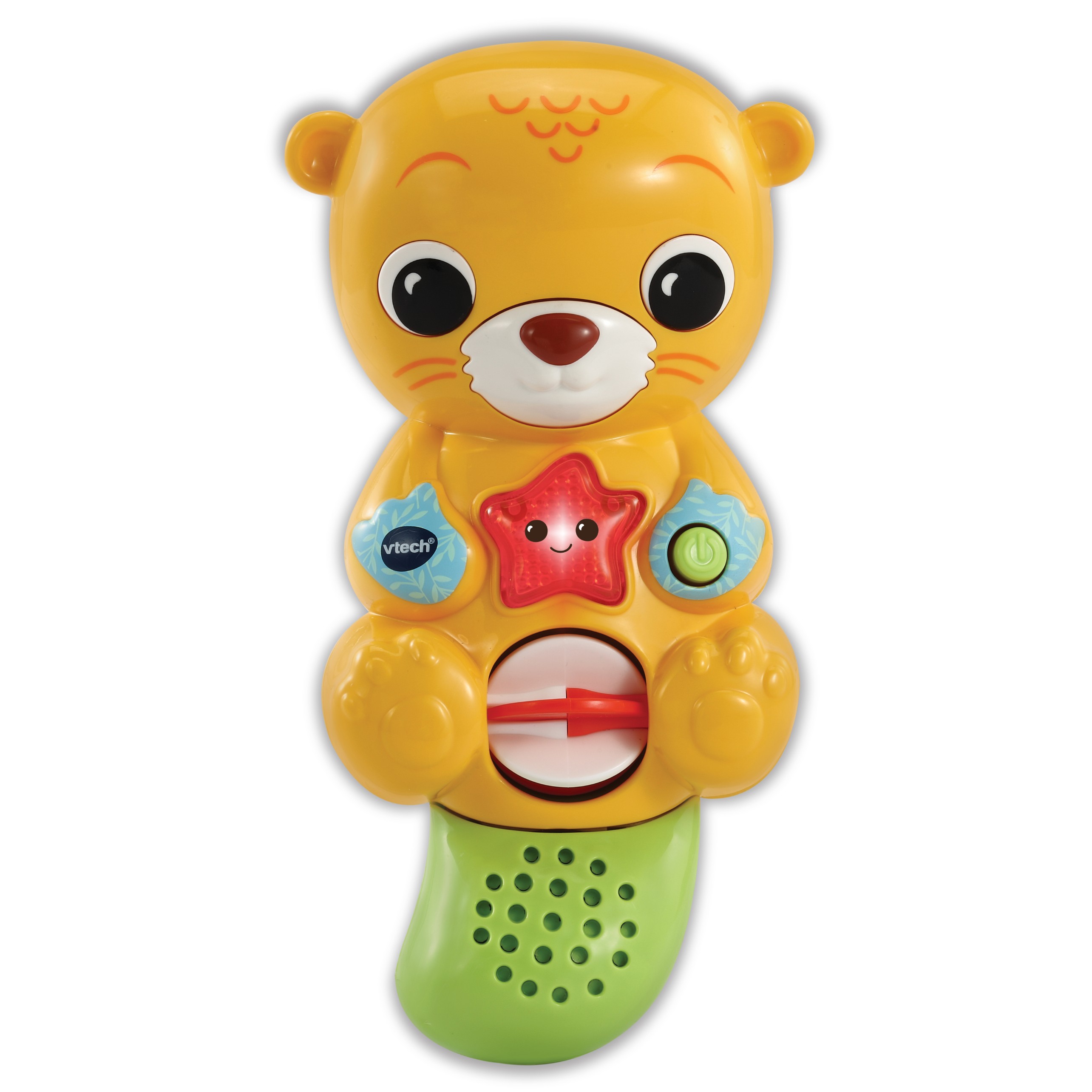VTech Badespaß Otter interaktives Badespielzeug ab 1 Jahr VTech Badespaß Otter aus buntem Kunststoff mit Leucht-Seestern-Taste, Wassersensor, drehbarem Rad im Bauch, 3 Fisch-Becher, 3 Lieder & 15 Melodien, wasserdichtes Batteriefach ab 1 Jahr., Spielzeug
