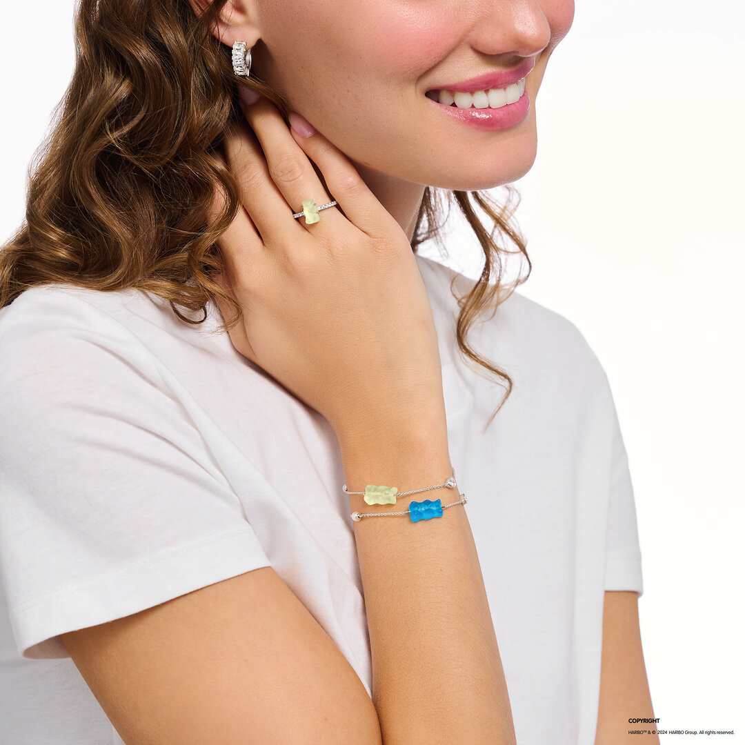 Thomas Sabo Armband Mit Haribo Goldbär Länge 19 Cm Blau Silber A2151-052-1-L19V Zubehor, Armreif, Schmuck, Diamant, Edelstein