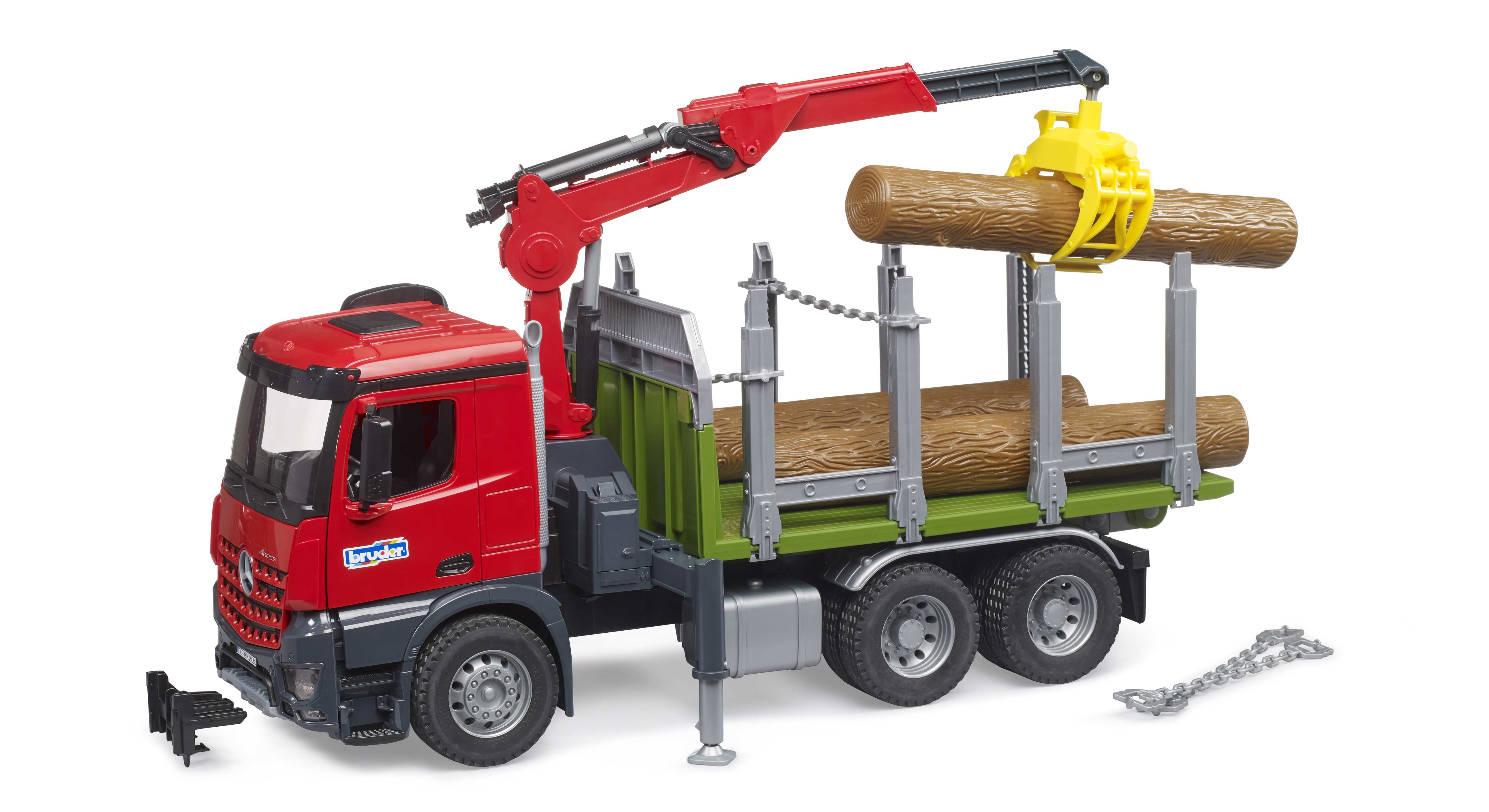 BRUDER 03669 - MB Arocs Holztransport LKW mit Ladekran, Greifer und 3 Baumstämmen BRUDER 03669 - MB Arocs Holztransport LKW mit Ladekran, Greifer und 3 Baumstämmen