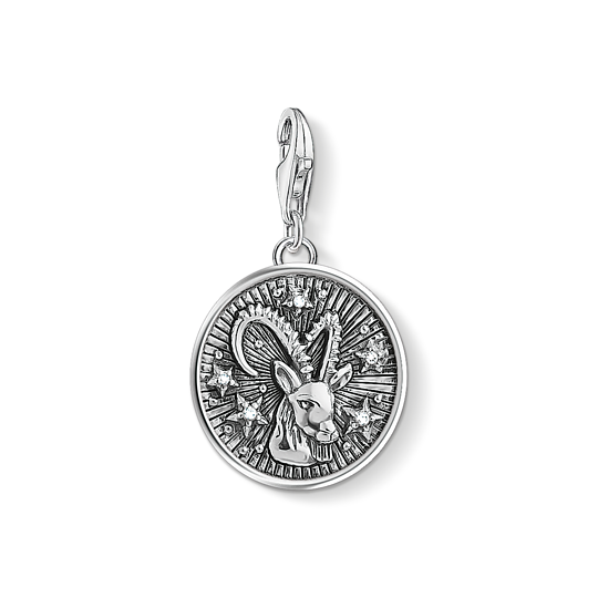 Thomas, Sabo, Anhänger, Charm-Club, Sternzeichen, Steinbock, 925, Sterling, Silber, Geschwärzt, Zirkonia, Silberfarben, 1649-643-21, Zubehor, Anhänger, Schmuck, Medaillon