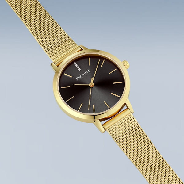 Bering 13434-332 Damenuhr, Milanaise, Gold/Schwarz Bering 13434-332 Damenuhr, Milanaise, Gold/Schwarz
