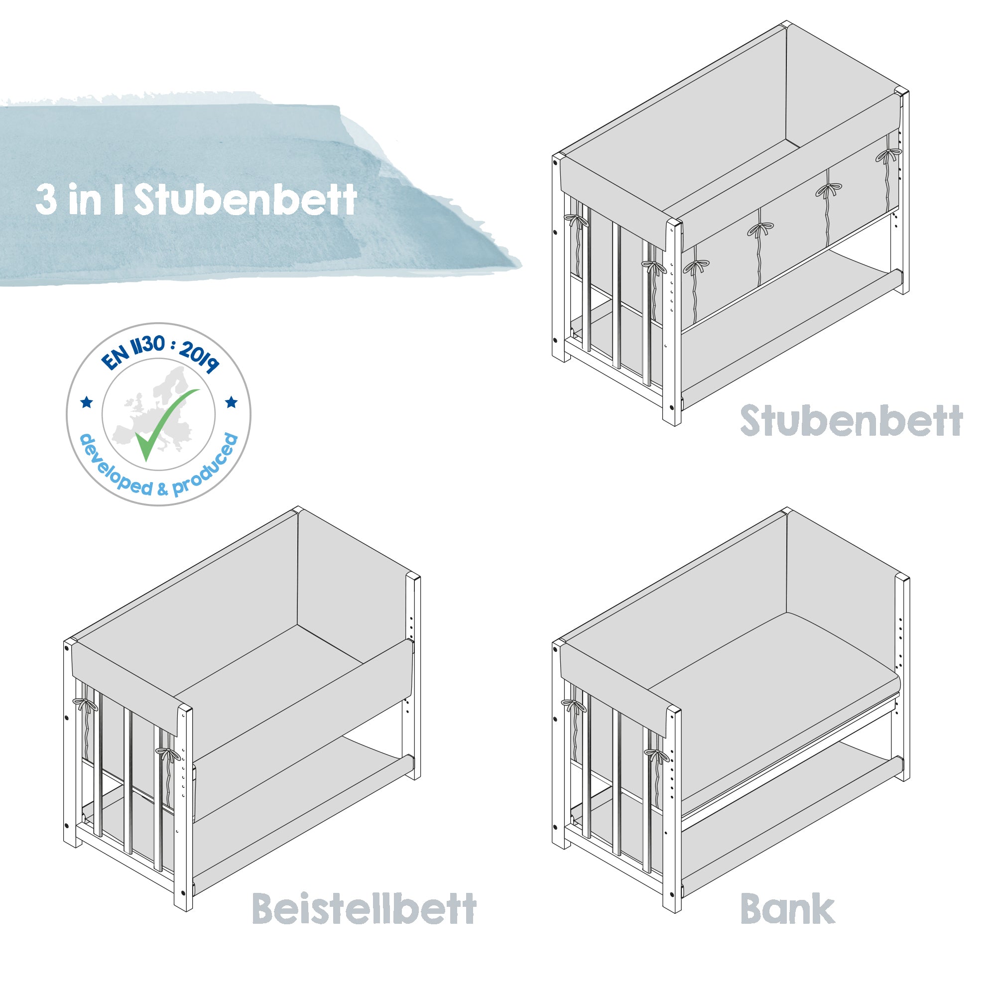 Roba 289153TPV235 Stubenbett 3in1 Sternenzauber grau taupe – Stubenbetten - Bild 7 Roba 289153TPV235 Stubenbett 3in1 Sternenzauber grau taupe – Stubenbetten - Produktbild 7