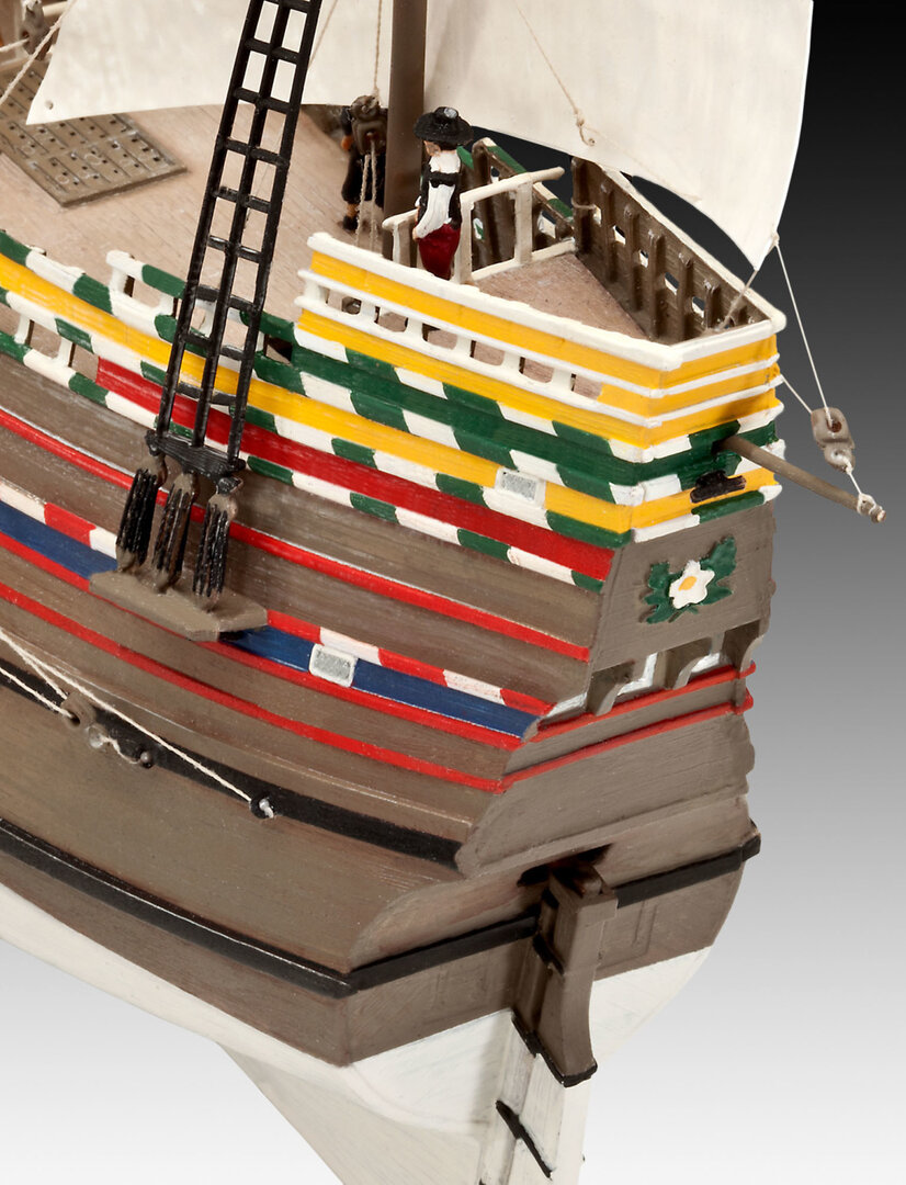 Revell 05684 Geschenkset „Mayflower - 400th Anniversary“ Modellbausatz 1:83 Boot, Segelboot, Holz, Wasserfahrzeug, Beiboot