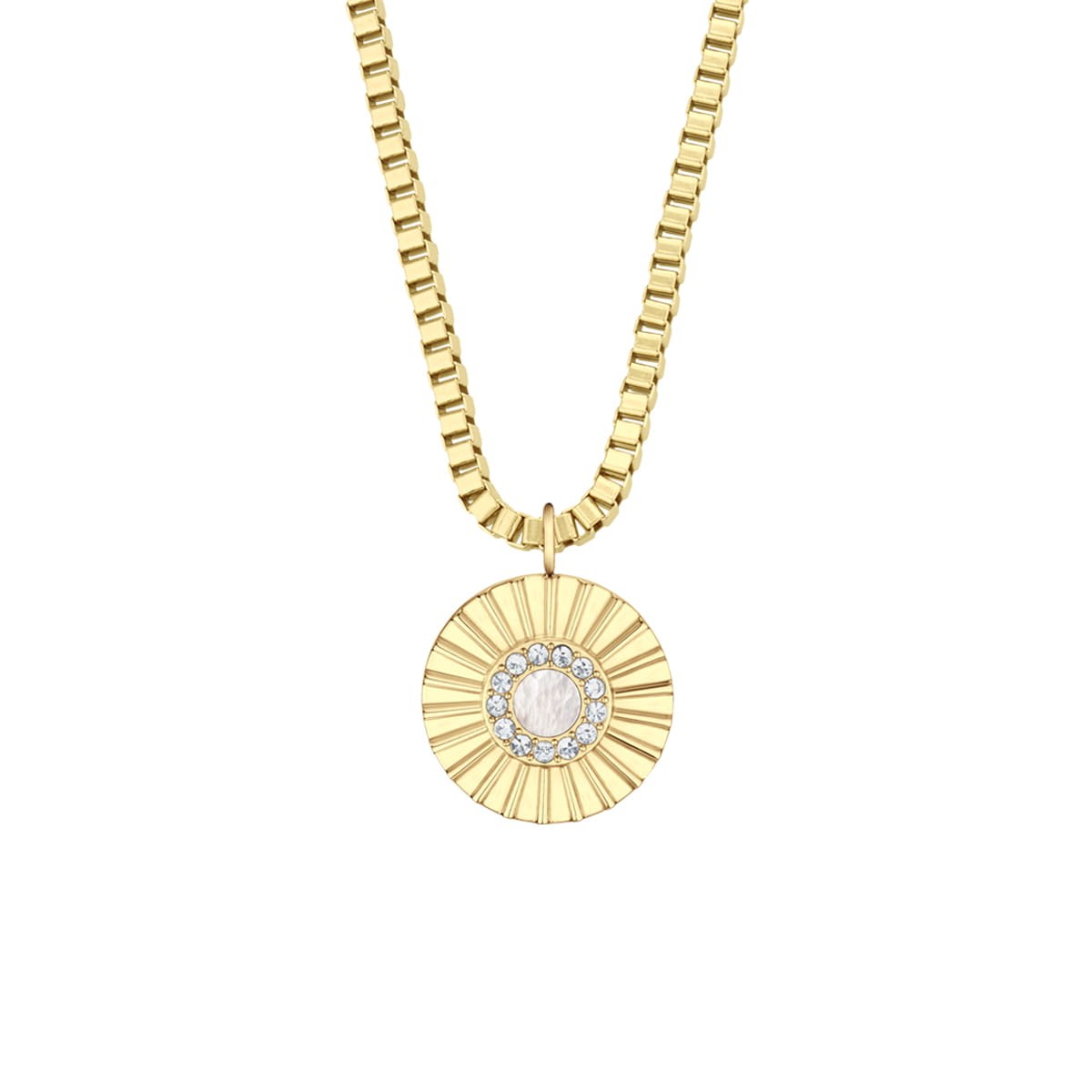 Bering 465-765-Gold-White Damenset, Kette/Ohrringe, Gold, Weiß