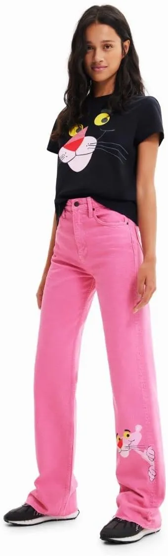 Desigual Damen Jeans - Pink, mit „Pink Panther“-Stickerei 22WWDD293056 GR. 42 Desigual Damen Jeans - Pink, mit „Pink Panther“-Stickerei 22WWDD293056 GR. 42