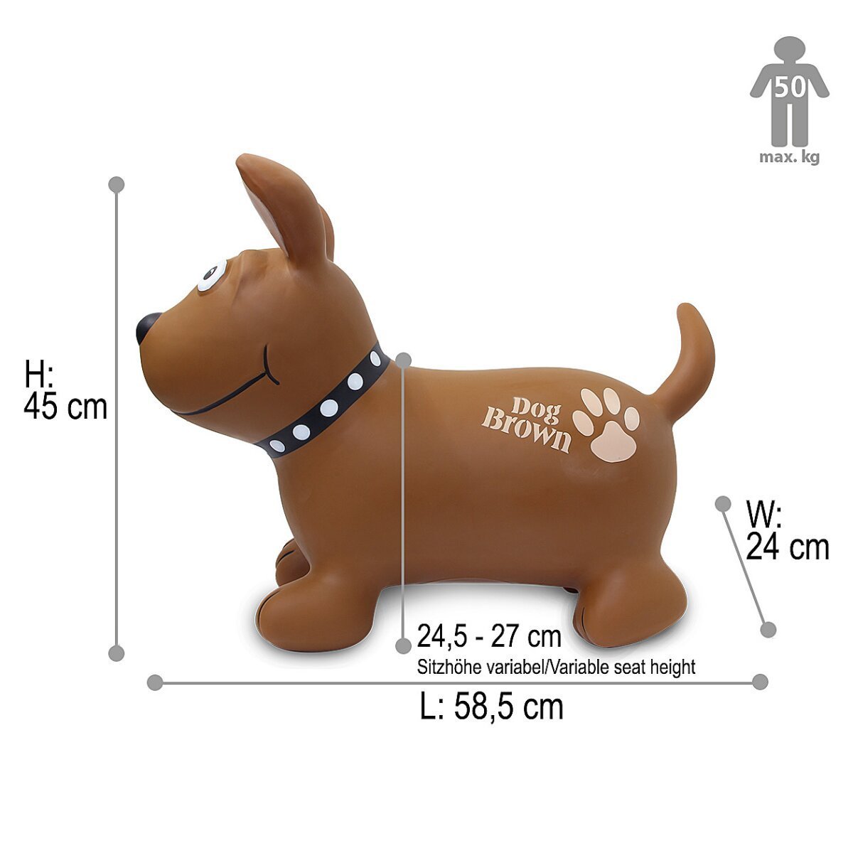 JAMARA Hüpftier Dog Brown HoppyDoo mit Pumpe ab 12 Monaten