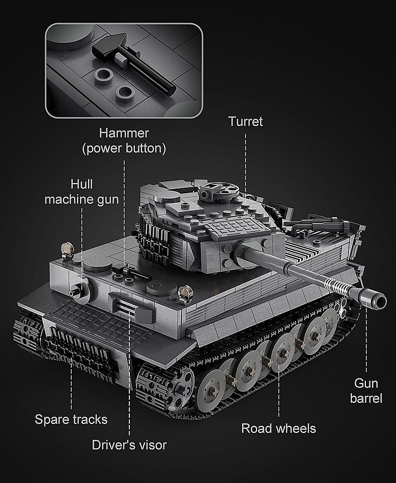 CaDA Panzer Tiger 1:35 grau 2,4GHz Bricks - Jamara e.K. - JAMARA 402894 Produktfoto - Jamara e.K. - CaDA Panzer Tiger 1:35 grau 2,4GHz Bricks - Modell JAMARA 402894