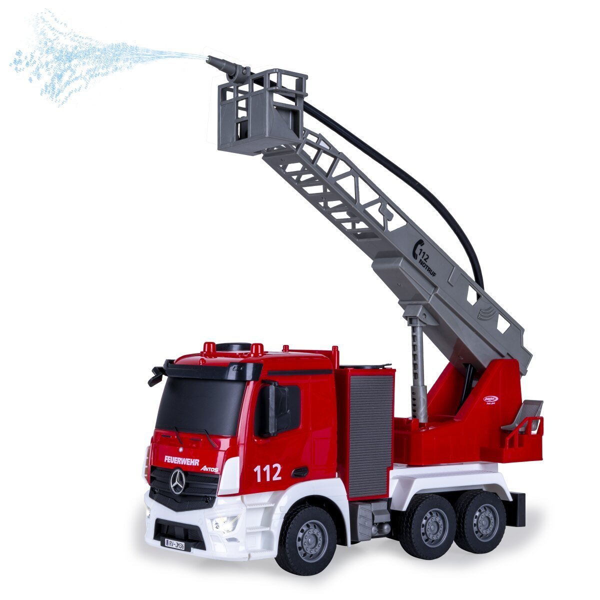 JAMARA Feuerwehr Drehleiter Mercedes -Benz Antos 1:26 2,4GHz mit Spritzfunktion ab 6 Jahren