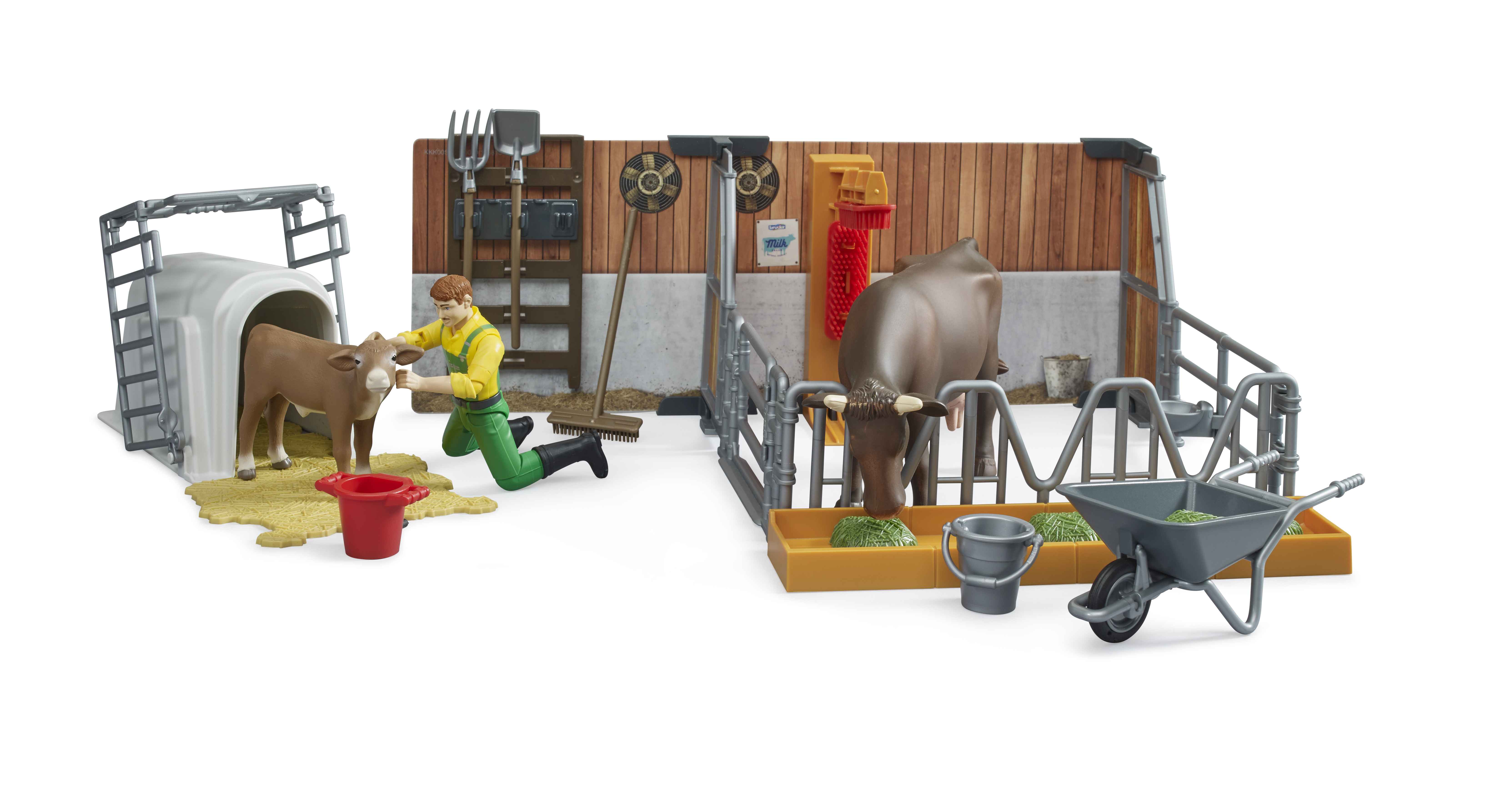BRUDER 62611 - Bworld Kuh- und Kälberstall mit Landwirt, Kuh und Kalb - Bild 2 BRUDER 62611 - Bworld Kuh- und Kälberstall mit Landwirt, Kuh und Kalb - Bild 2