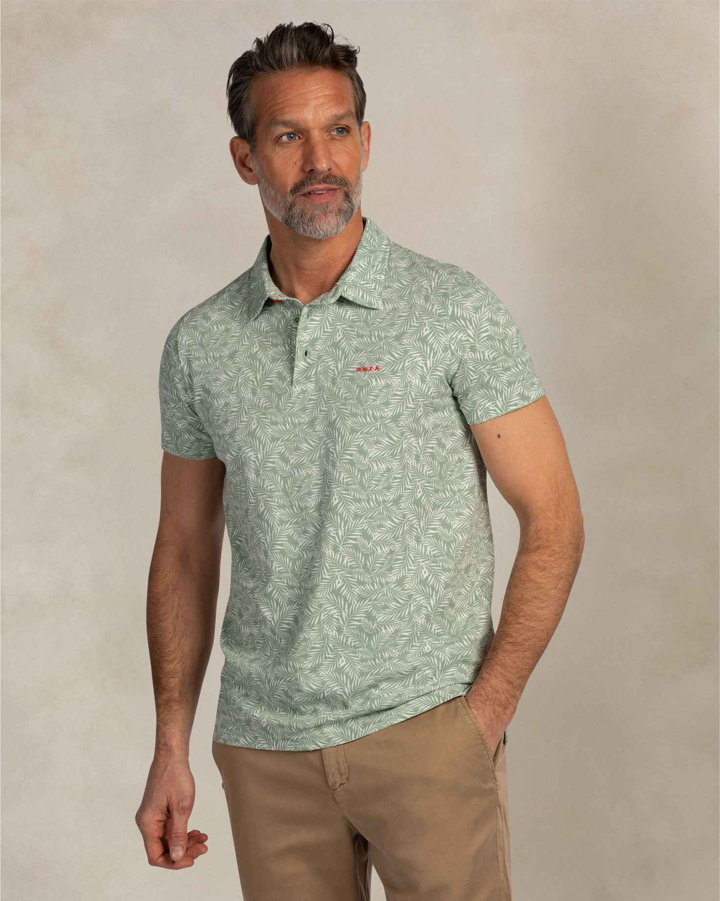 NZA 26CN111MG Poloshirt - Grün / Palmen - Bild 5