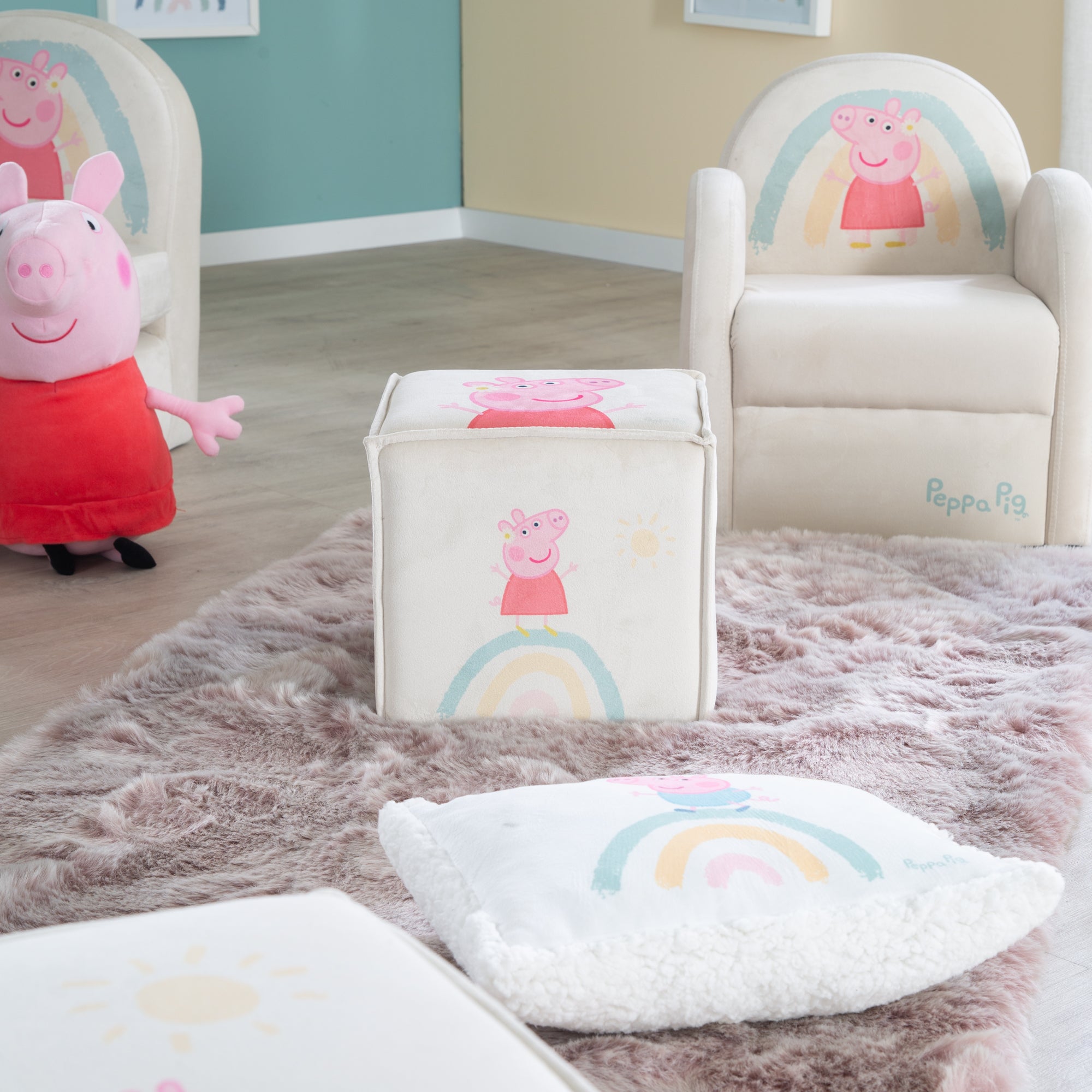 Roba 450134PP1 Kinderhocker in Würfelform Peppa Pig beige – Spielmöbel - Produktbild 5