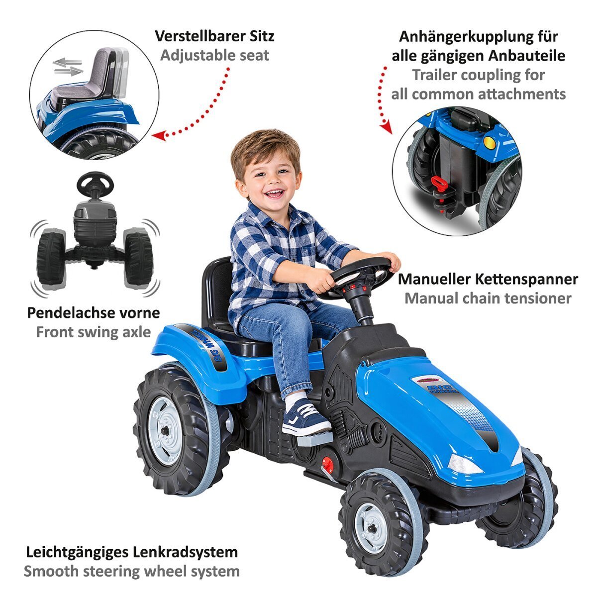 JAMARA Trettraktor Big Wheel blau ab 3 Jahren JAMARA Trettraktor Big Wheel blau ab 3 Jahren