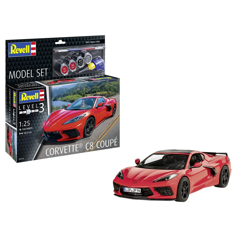 Revell 67714 Model Set Corvette® C8 Coupé - Sportwagen-Bausatz im Maßstab 1:25 Revell 67714 Model Set Corvette® C8 Coupé - Sportwagen-Bausatz im Maßstab 1:25