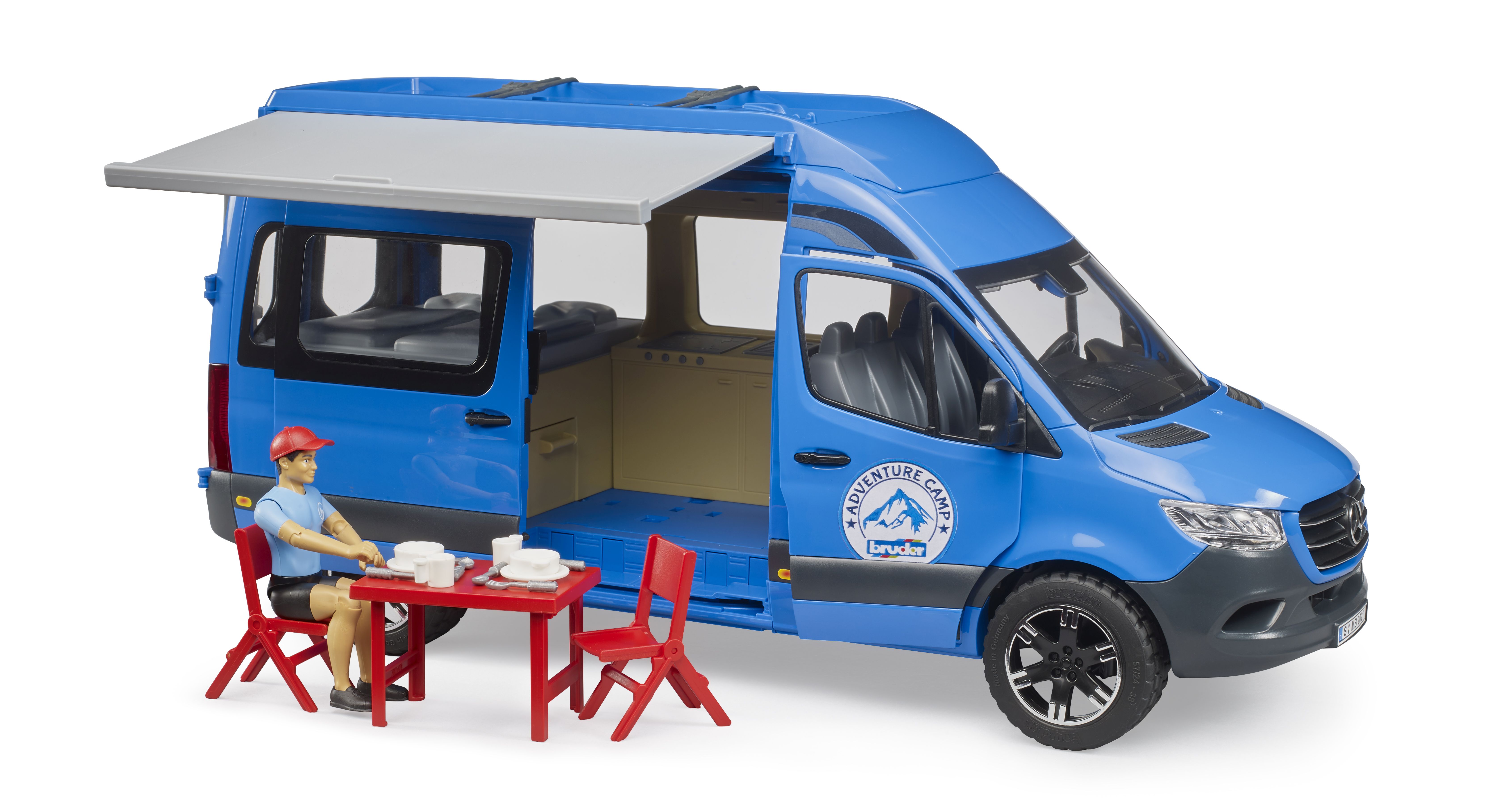 Sprinter, Camper, Farbe, kobaltblau, Person, Stuhl, Lieferwagen, Fahrzeug, Hut