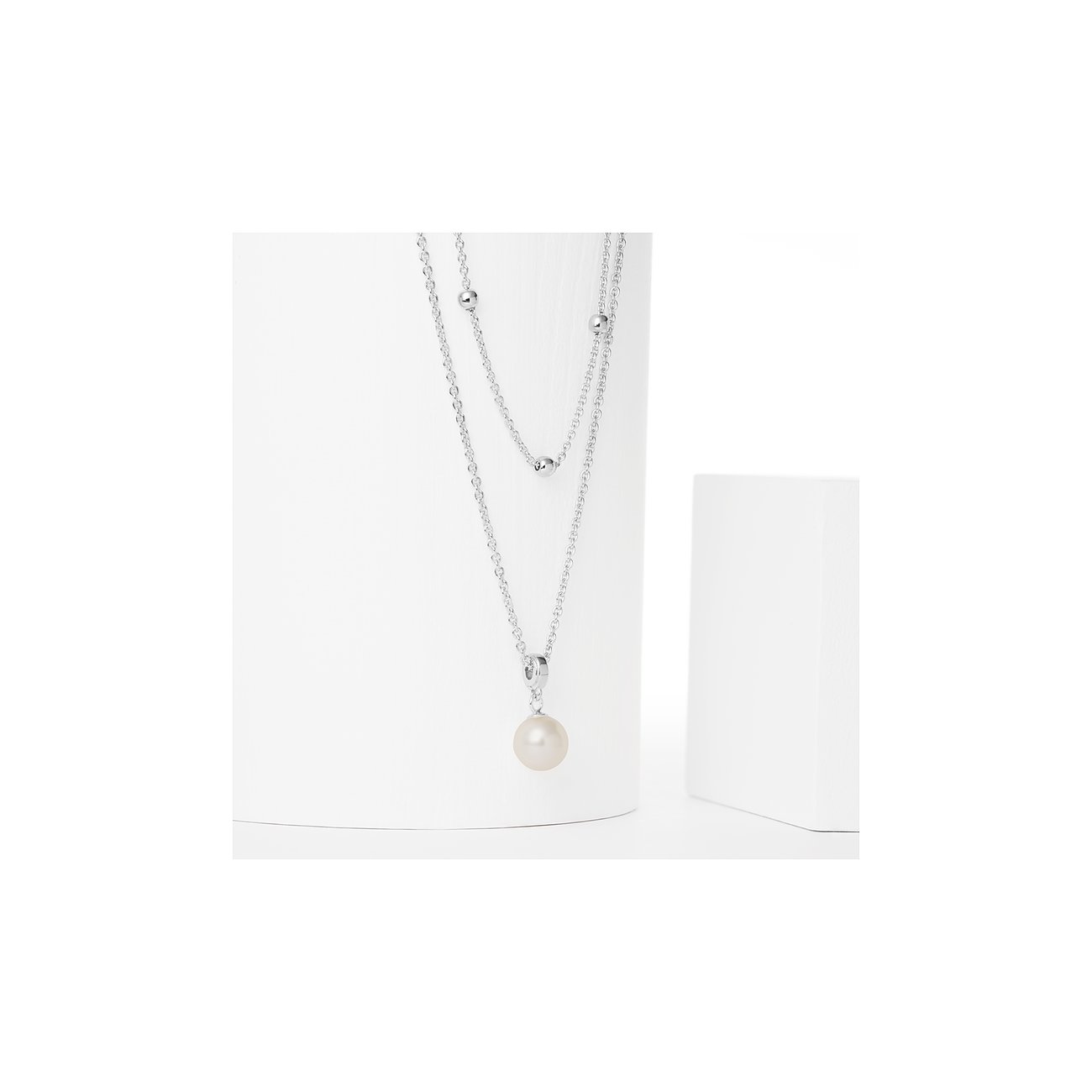 JETTE S.88601688 KETTE M. PERLENANHÄNGER, SILBER, 45CM