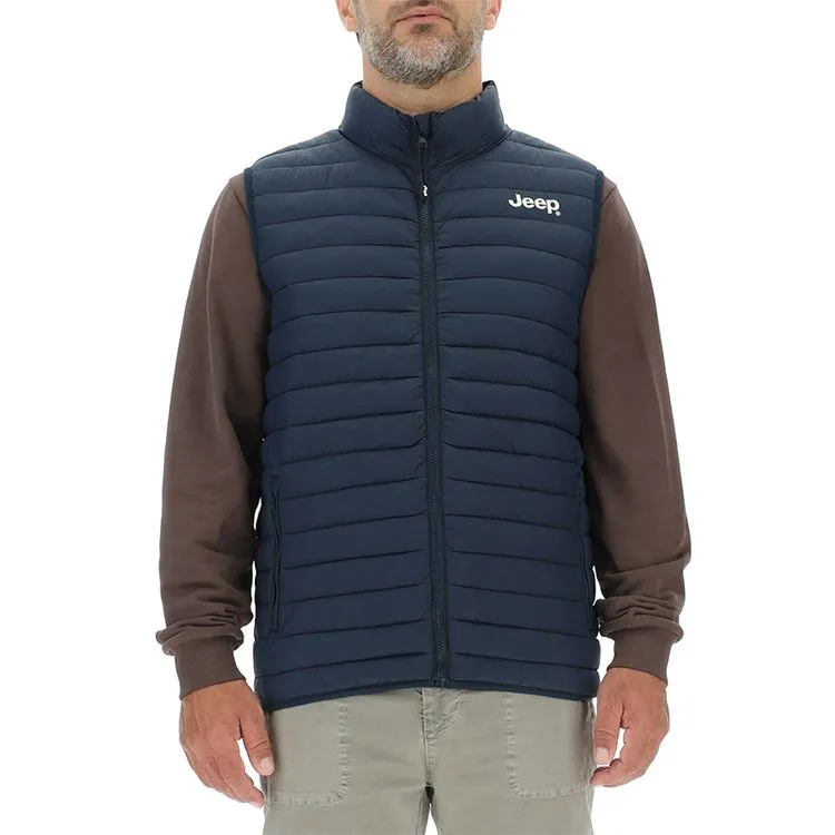 JEEP Herren Steppweste O103345BL - Blau mit Reißverschlusstaschen JEEP Herren Steppweste O103345BL - Blau mit Reißverschlusstaschen