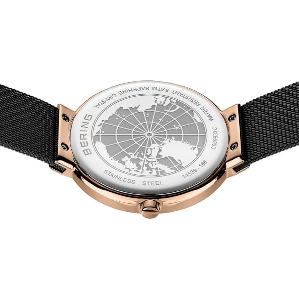 Bering 14539-166 Unisex Uhr, Milanaise, Schwarz/Rose Bering 14539-166 Unisex Uhr, Milanaise, Schwarz/Rose