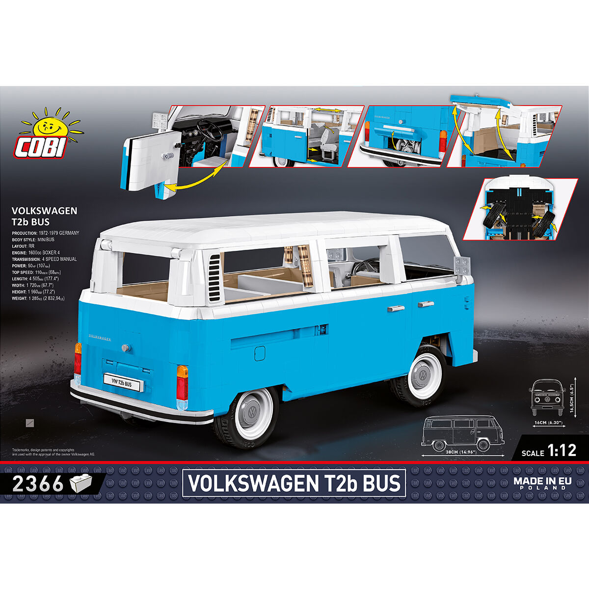 COBI 24362 - VW Transporter T2B BUS SCALE 1:12 - Bild 4 COBI 24362 - VW Transporter T2B BUS SCALE 1:12 - Bild 4