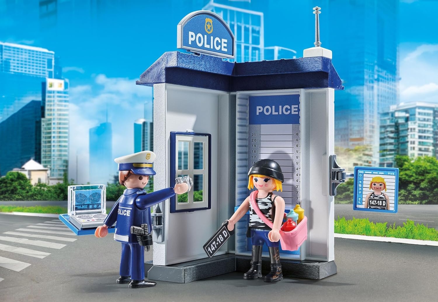 PLAYMOBIL 71733 - Action Heroes: Polizei Ermittlungszimmer mit Zubehör Person, Stadt