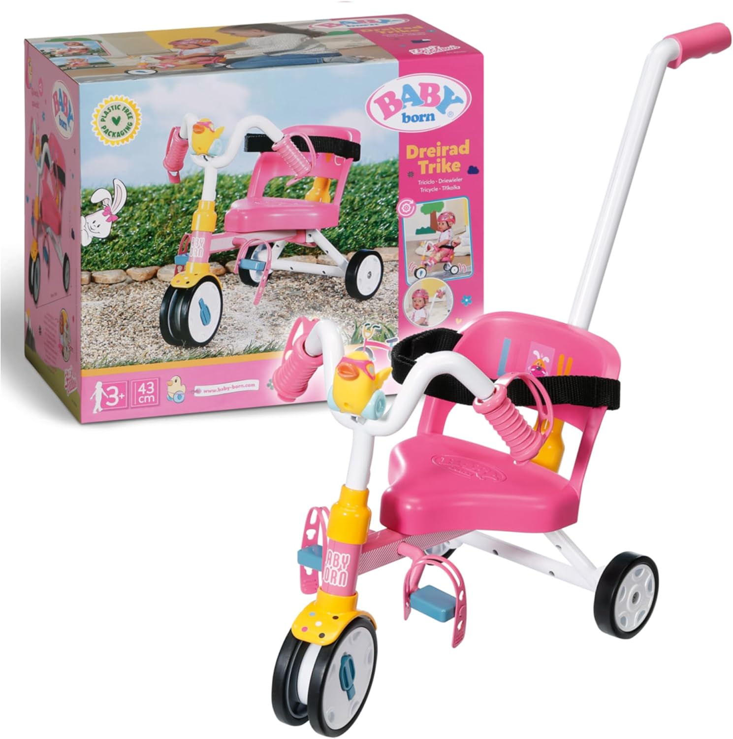 BABY born® Dreirad mit Lenkstange DE Transport, Dreirad, Fahrzeug
