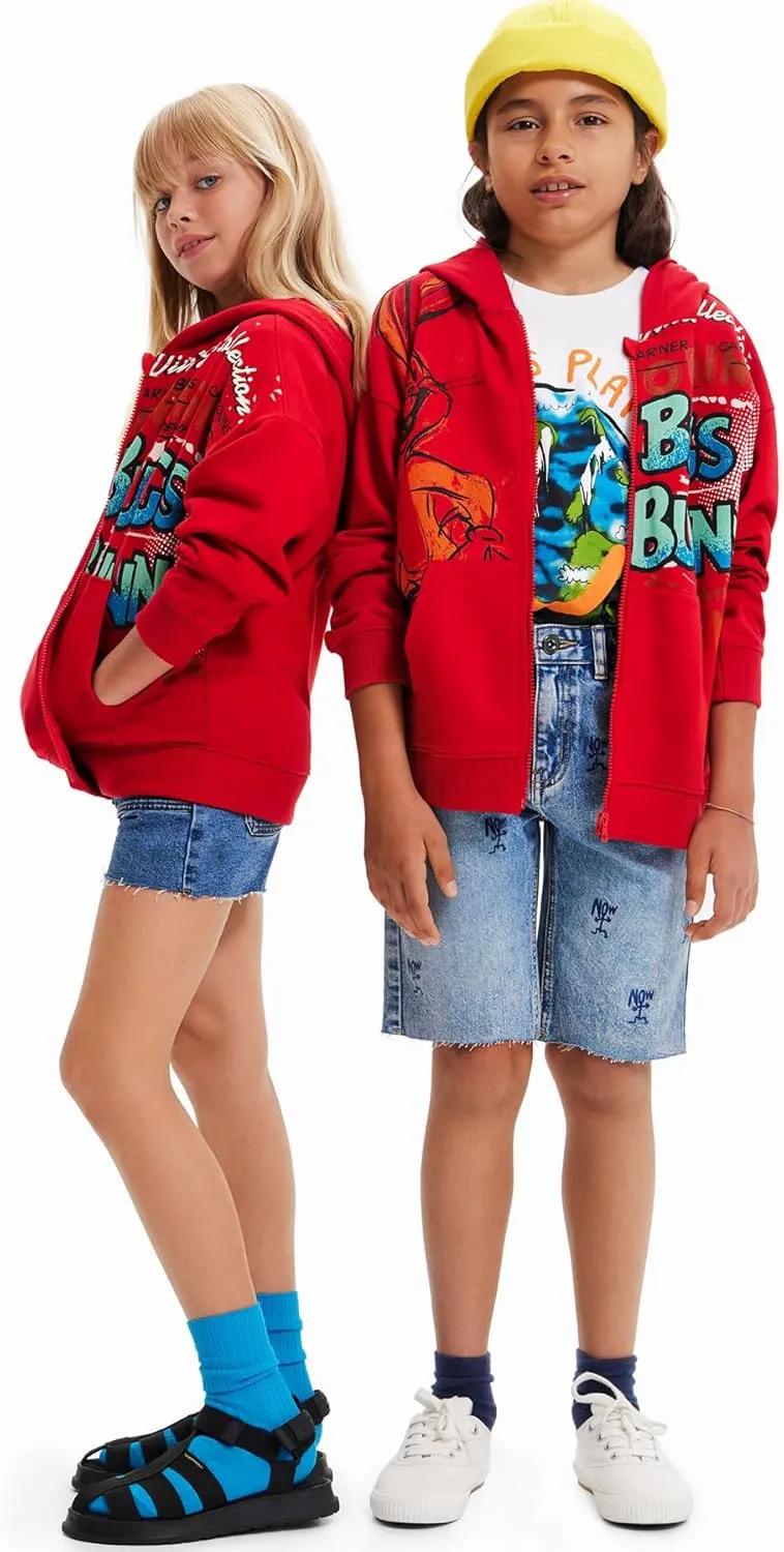 Desigual Jungen Kapuzenpullover - Roter Hoodie mit Bugs Bunny Print 23SBSK053000 GR. L Desigual Jungen Kapuzenpullover - Roter Hoodie mit Bugs Bunny Print 23SBSK053000 GR. L