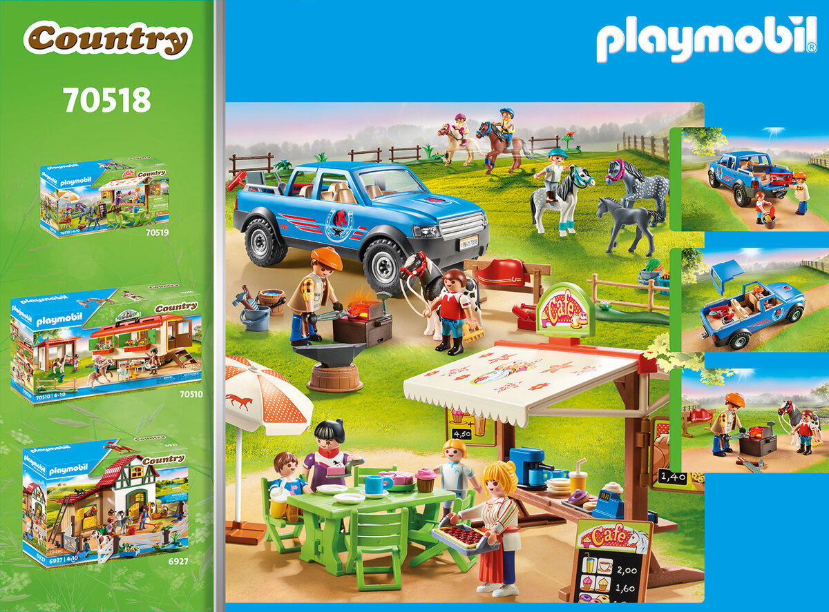 PLAYMOBIL 70518 Mobiler Hufschmied Spielbereich, Auto, Fahrzeug, Person, Rad