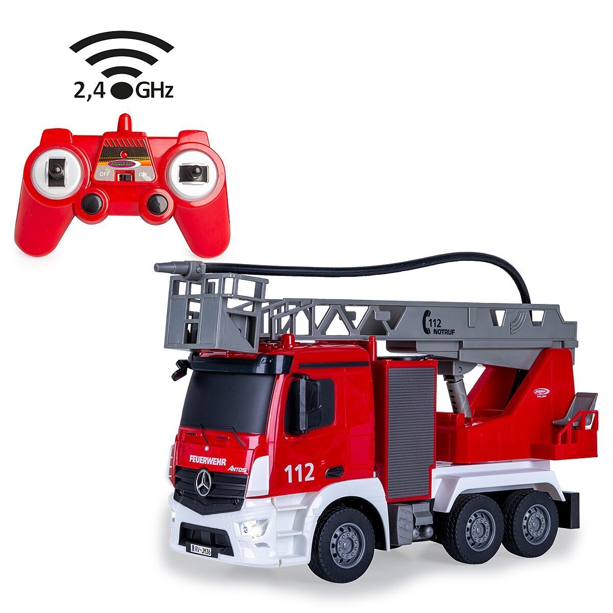 JAMARA Feuerwehr Drehleiter Mercedes -Benz Antos 1:26 2,4GHz mit Spritzfunktion ab 6 Jahren