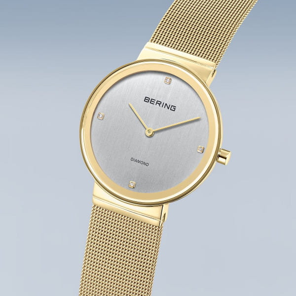 Bering 10135-334 Damenuhr, Milanaise, Gold/Weiß
