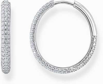Thomas, Sabo, Ohrhänger, Creolen, Mit, Zirkonia-Pave, Weiß, Silber, CR732-051-14, Zubehor, Diamant, Edelstein, Schmuck, Ohrring