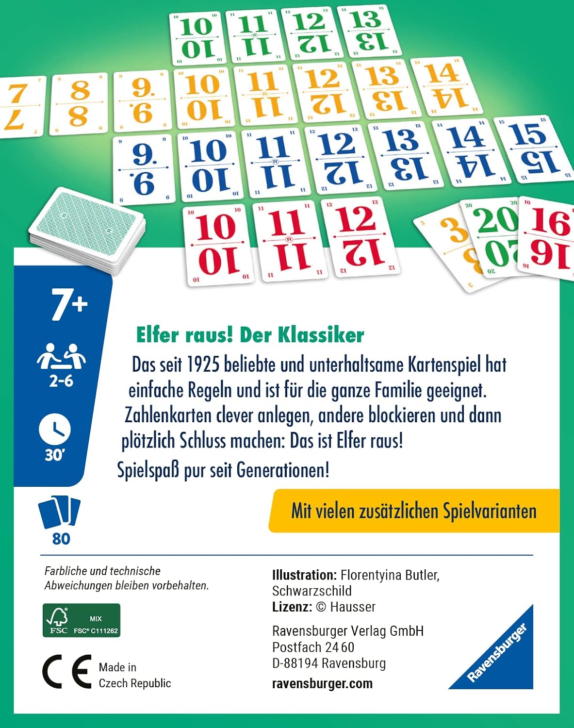 Ravensburger Elfer raus! Der Klassiker, Kartenspiel 2 - 6 Spieler, Spiel ab 7 Jahren für Kinder und Erwachsene