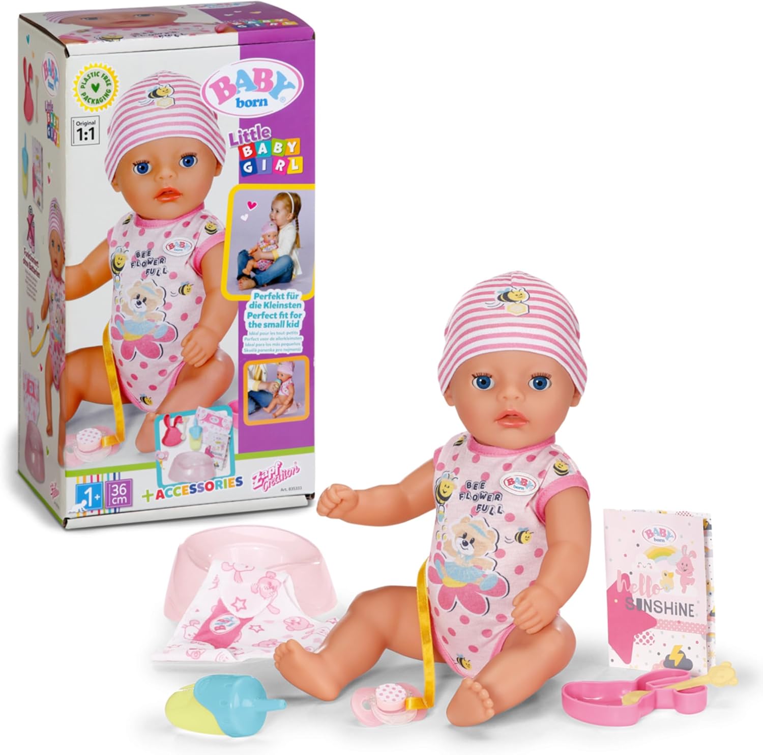 BABY born® Little Baby Girl DE - 36 cm große Babypuppe mit 7 Funktionen Puppe, Spielzeug, Baby, Person