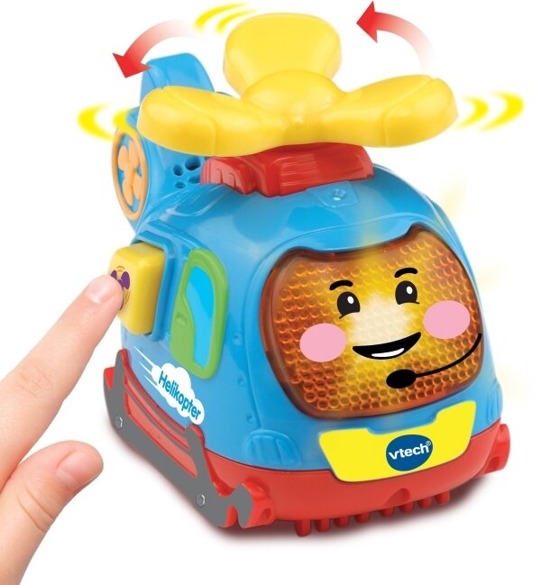 VTech Tut Tut Baby Flitzer Helikopter, ab 1 Jahr VTech Tut Tut Baby Flitzer Helikopter mit Propeller, spricht fröhliche Sätze, 3 Lieder & 6 Melodien, reagiert auf Radbewegung und magische Sensoren, kindersicheres Batteriefach, ab 1 Jahr,