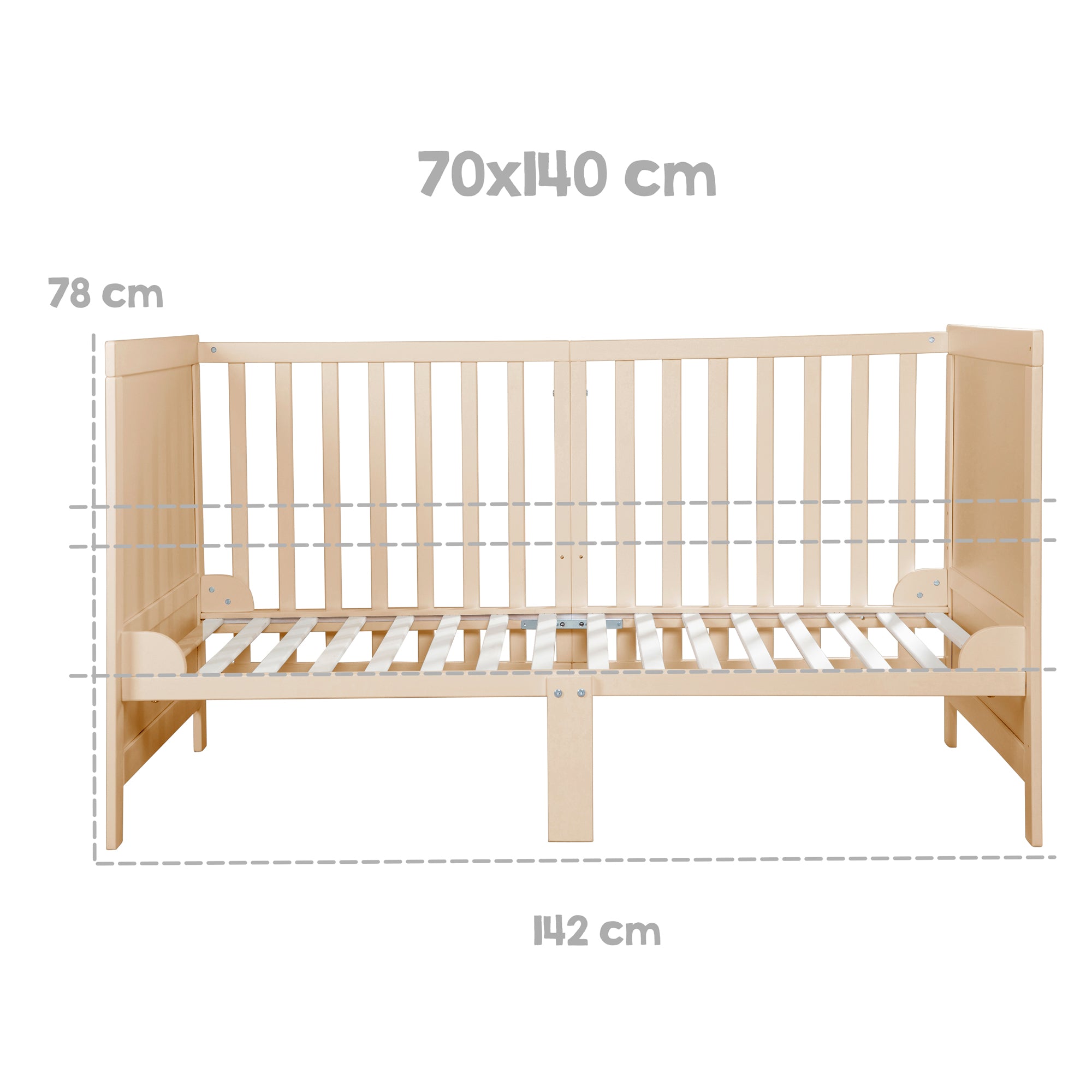 Roba 0194NAM Kombi-Kinderbett 70x140 cm + Matratze natur lackiert – Komplettbettsets & Einzelbetten - Produktbild 14