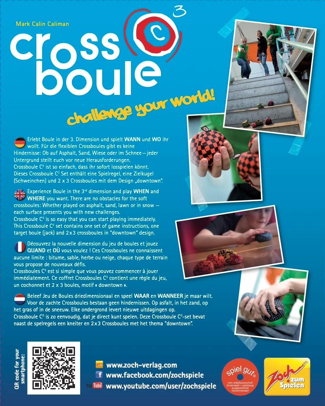 Zoch Crossboule Wurfspiel Werbung, Plakat, QR-Code, Person