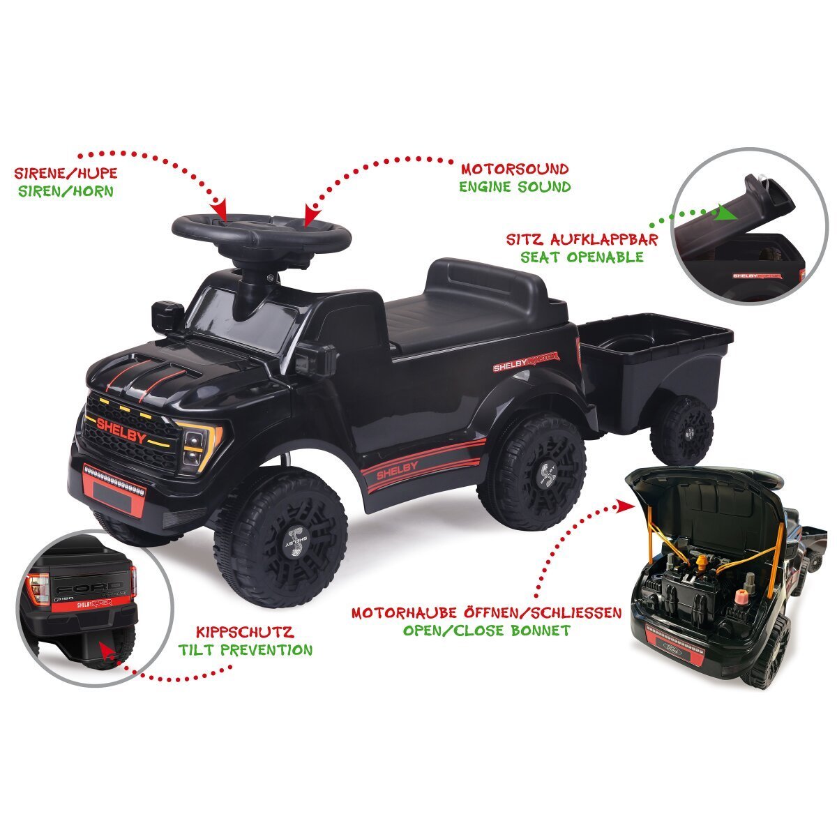 JAMARA Rutscher Shelby Ford F-150 Raptor mit Anhänger schwarz ab 18 Monaten JAMARA Rutscher Shelby Ford F-150 Raptor mit Anhänger schwarz ab 18 Monaten