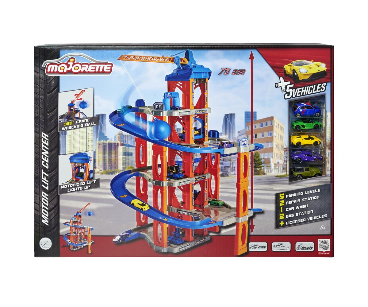 Majorette Motor Lift Center + 5 Cars (212059987) Spielbereich, Auto, Transport, Fahrzeug