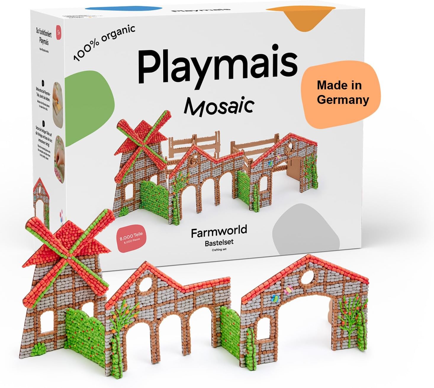 PlayMais, Mosaic, Farmworld, Kreatives, Bauernhof-Bastelset, aus, Naturmaterialien, Verpackung, Zubehör, und, Details, sichtbar