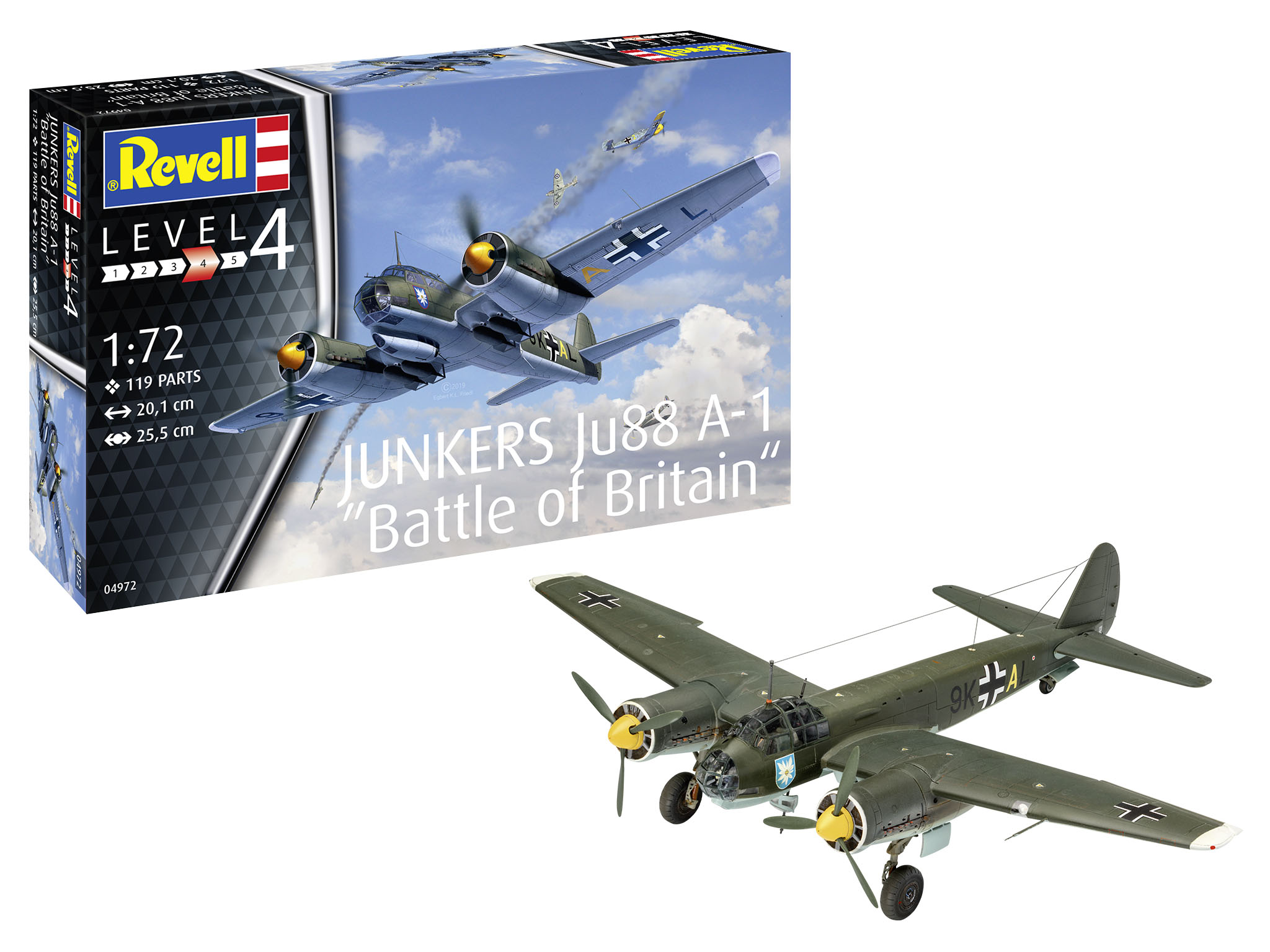 Revell 04972 Junkers Ju88 A-1 "Battle of Britain" Modellbausatz Flugzeug, Bomber, Kampfflugzeug, Fliegend