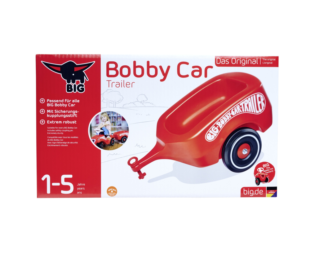 BIG Bobby Car Anhänger Rot - Klassischer Trailer für Kinderfahrzeuge ab 1 Jahr