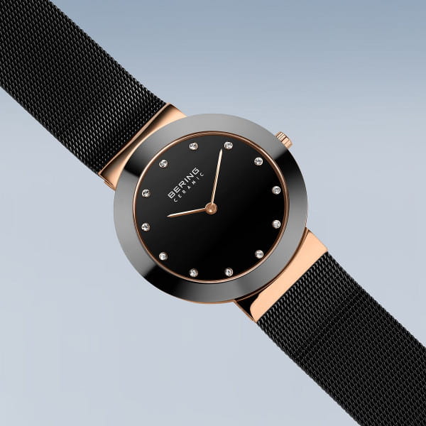 Bering 11435-166 Damenuhr, Milanaise/Keramik, Schwarz