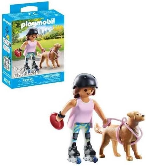 PLAYMOBIL 71739 - My Life: Inlinerin mit Retriever und Frisbee Handschuh, Helm, Person, Figur, Hund