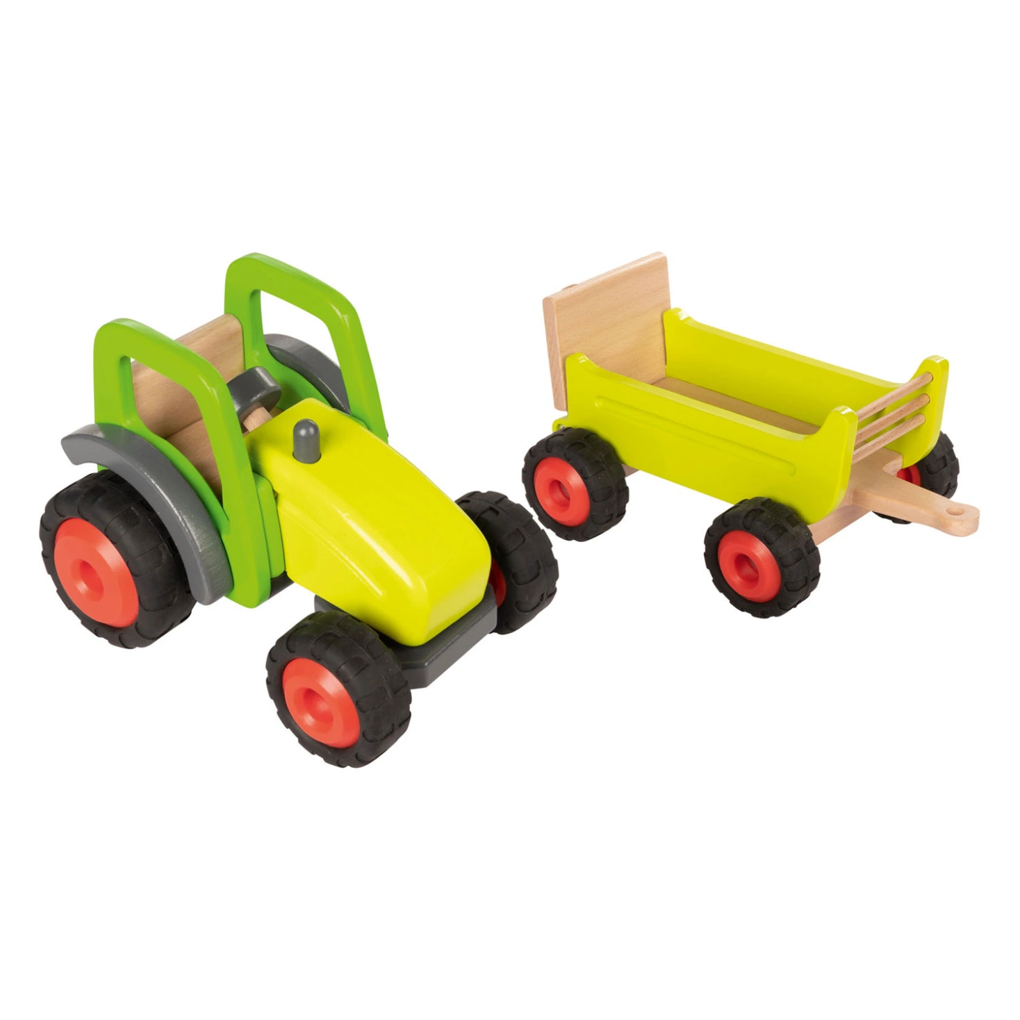 goki Holztraktor mit Anhänger - massives Buchenholz, gummierte Reifen, ab 3 Jahren goki Holztraktor mit Anhänger - massives Buchenholz, gummierte Reifen, ab 3 Jahren