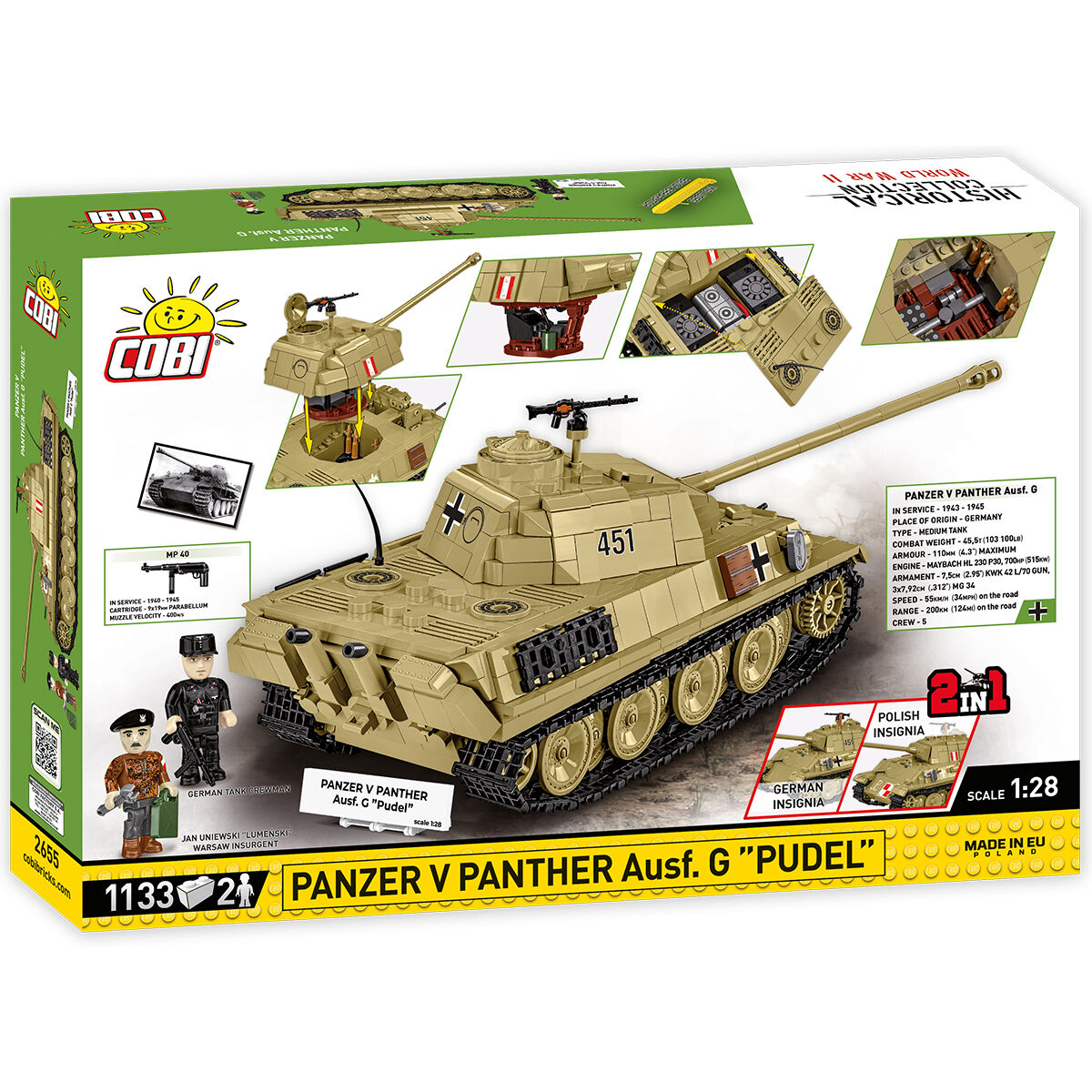 COBI 2655 - PANZER V Panther AUSF. G PUDEL, 1:28 - Bild 2 COBI 2655 - PANZER V Panther AUSF. G PUDEL, 1:28 - Bild 2