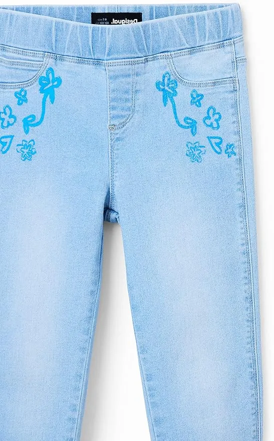 Desigual Mädchen Leggings - Hellblaue Jeans-Leggings mit Stickerei 23SGKN015007 Desigual Mädchen Leggings - Hellblaue Jeans-Leggings mit Stickerei 23SGKN015007